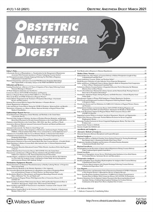 Obstetric Anesthesia Digest Online